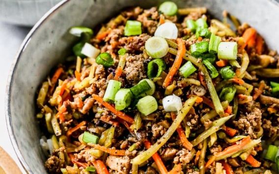 healthy egg roll in a bowl