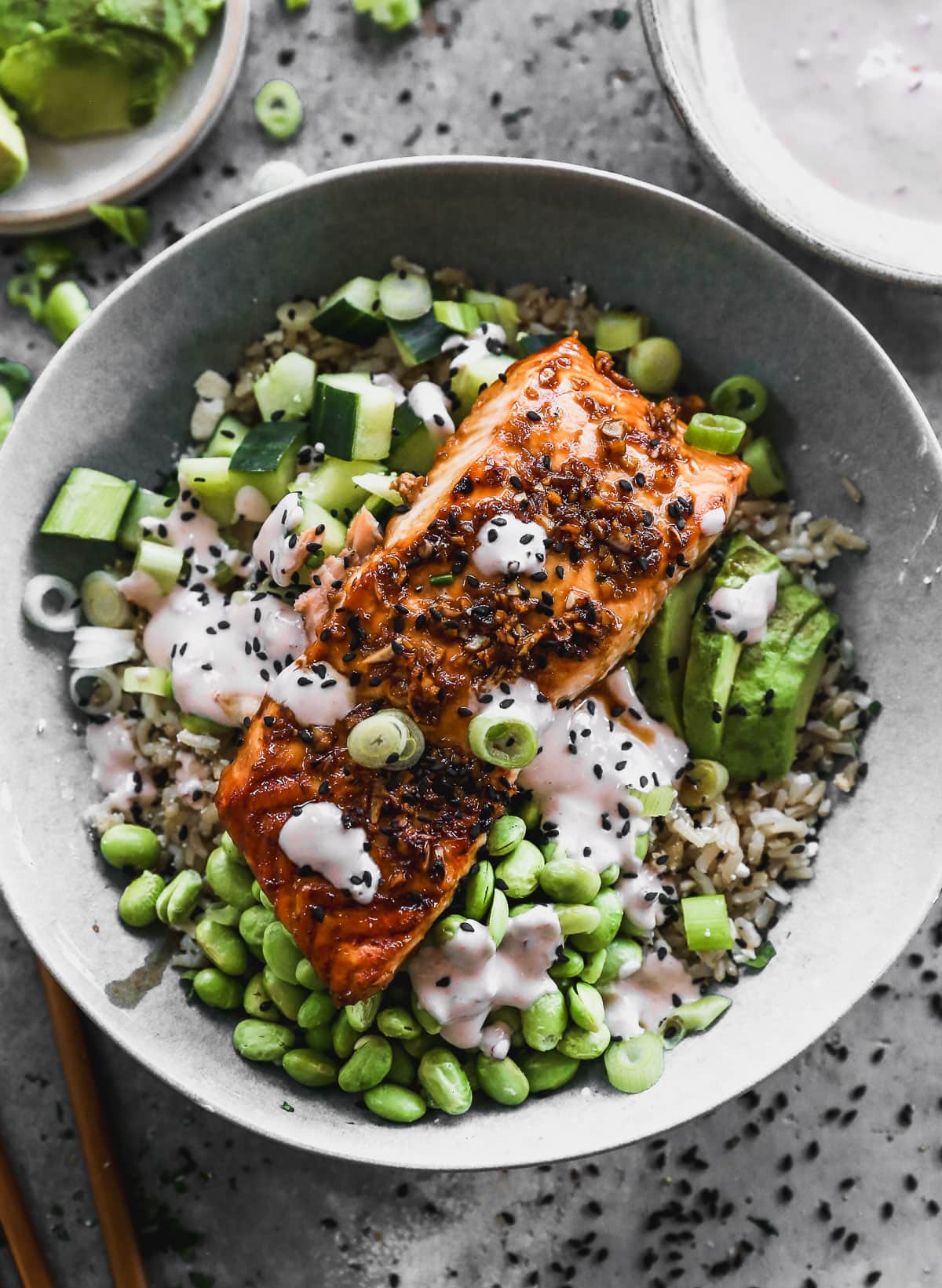 salmon rice bowl