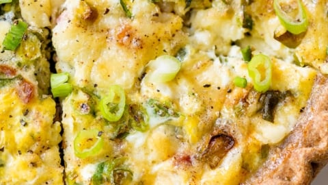 a delicious and simple quiche recipe cut into slices