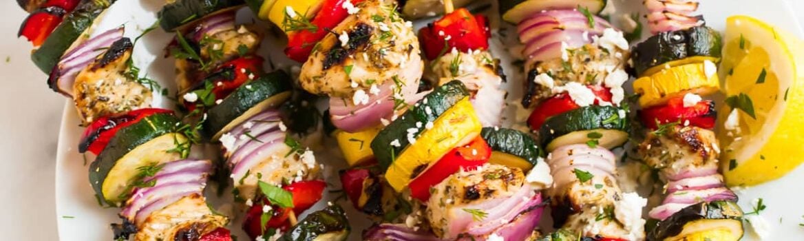 Healthy grilled chicken kabobs