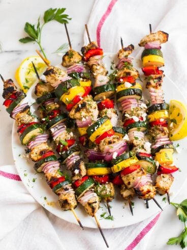 Healthy grilled chicken kabobs