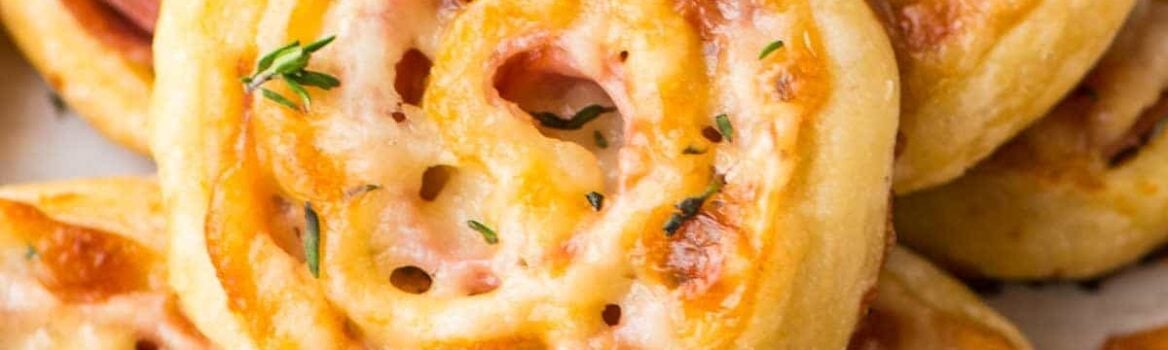 Ham and cheese pinwheels stacked