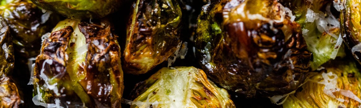 Air fryer Brussels sprouts in a bowl