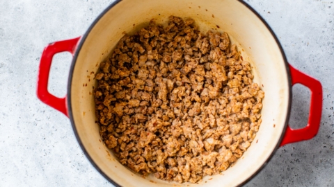 browning sausage for sausage and kale soup recipe