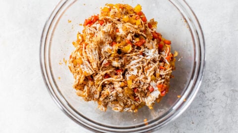 A chicken and vegetable mixture in a bowl